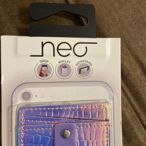 Neo Universal Phone Holder Grip, Card Holder Wallet, Kickstand Shiny Pink - Zdjęcie 3 z 9