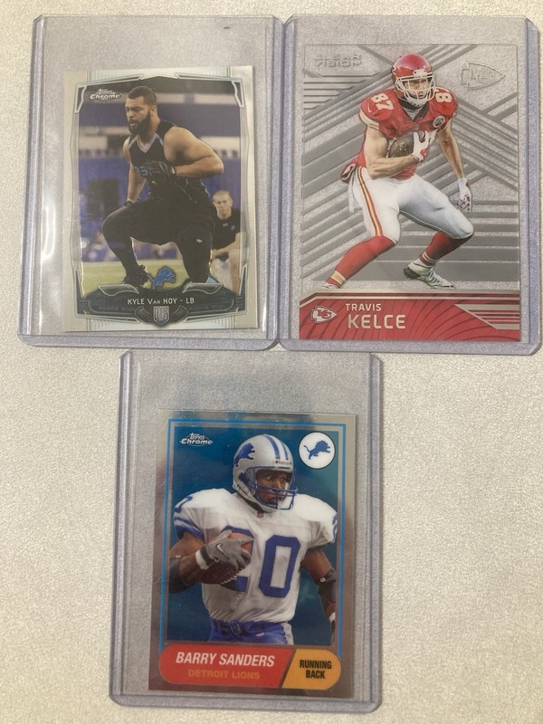 Topps Panini NFL Football Cards Lot Of 3 Players Kelce, Sanders, Van Noy