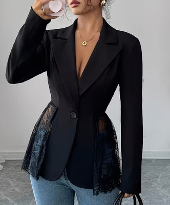 Eleganter Damen Blazer Frühling-Herbst Mode schick mit Spitze Tailienbetont