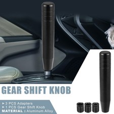 Auto Gear Shift Knob with 3 Threaded Adapters 7" Lever Cover Head Black