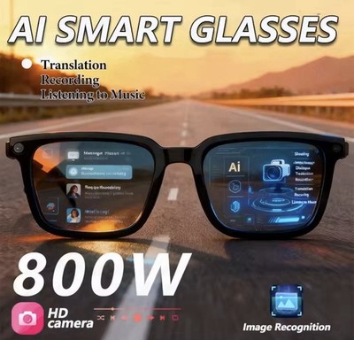 AI Smart Glasses 4K HD Kamera WLAN Bluetooth   Übersetzung, Musik, Video & Foto