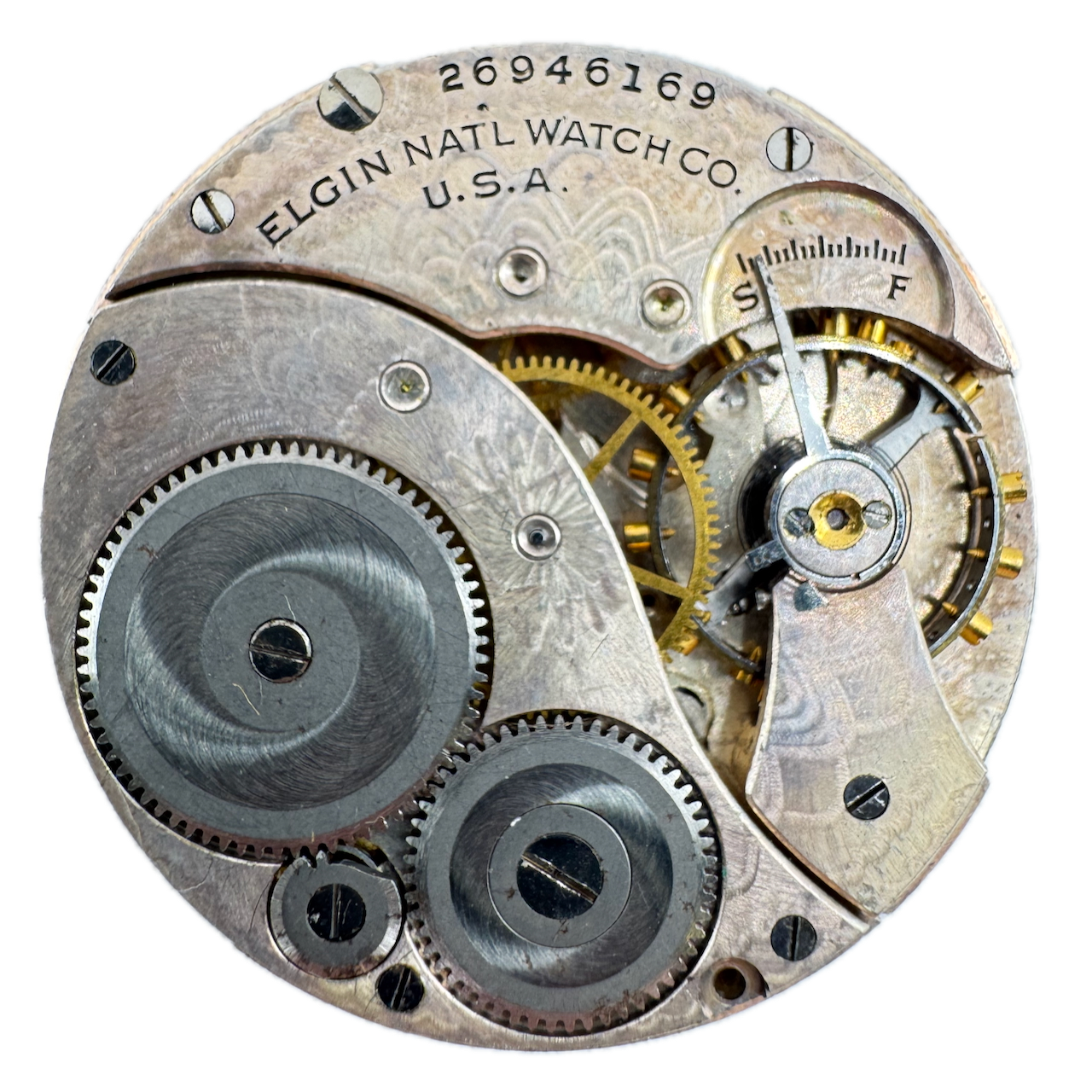 1924 Elgin 7 Jewel Antique Mechanical Pocket Watch Movement 12s 303 USA