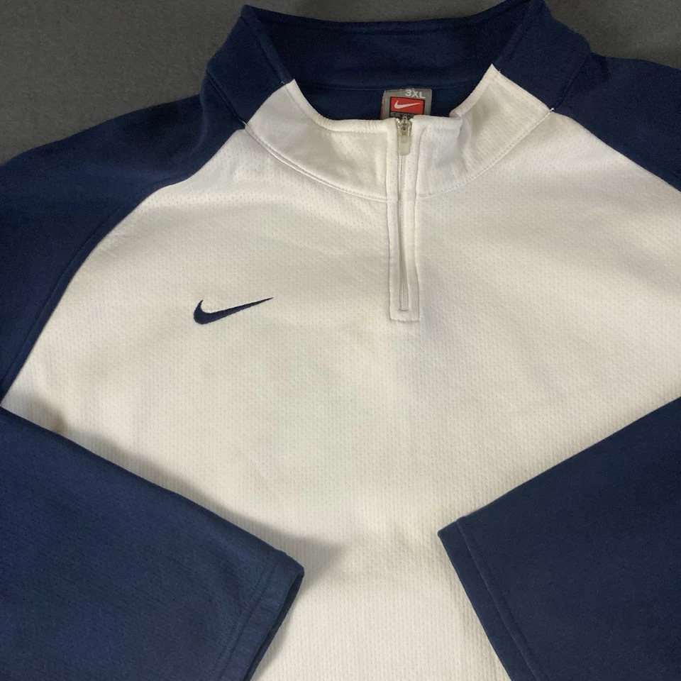 Nike Team 1/4 Zip Pullover Jacket White Navy 3XL Mesh Training Sideline Retro - Image 3 of 4