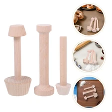  6pcs Tart Tamper: Wood Egg Tart Mold - Mini Tartlet Muffin Cake Pastry Mold -