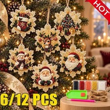 DIY Xmas Tree Diamond Painting Kit Pearl Beaded Christmas Art Craft Set 6 Pack