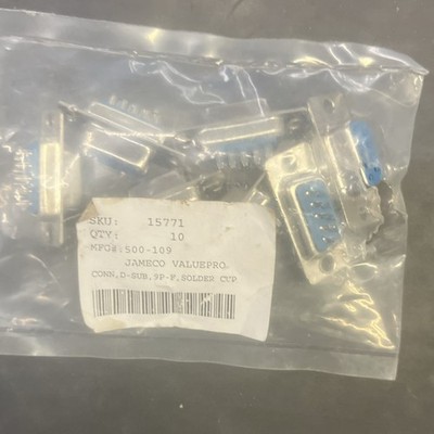 Jameco ValuePro 500-109 DB9 9-Pin Female D-Sub Solder Cup Connectors Qty 10