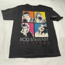 Rod Stewart Las Vegas Shirt Pop Art Black Graphic Concert Tee Size M