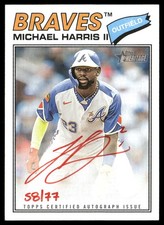 2026 Topps Heritage Michael Harris II Real One Red One Auto Red Ink /77 SSP