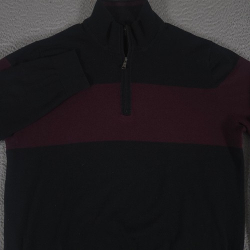 Banana Republic, Banana Republic Sweater Mens XL Black Burgundy Pima Cotton Cashmere Quarter Zip