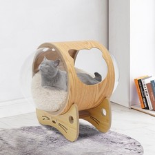 Modern Wooden Spaceship Warm Cozy Pet Beds Space Capsule Wooden Pet Cats House 