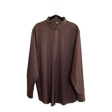 Murano Liquid Luxury Men  s Shirt XLT Big  Tall Brown Black Striped Long Sleeve