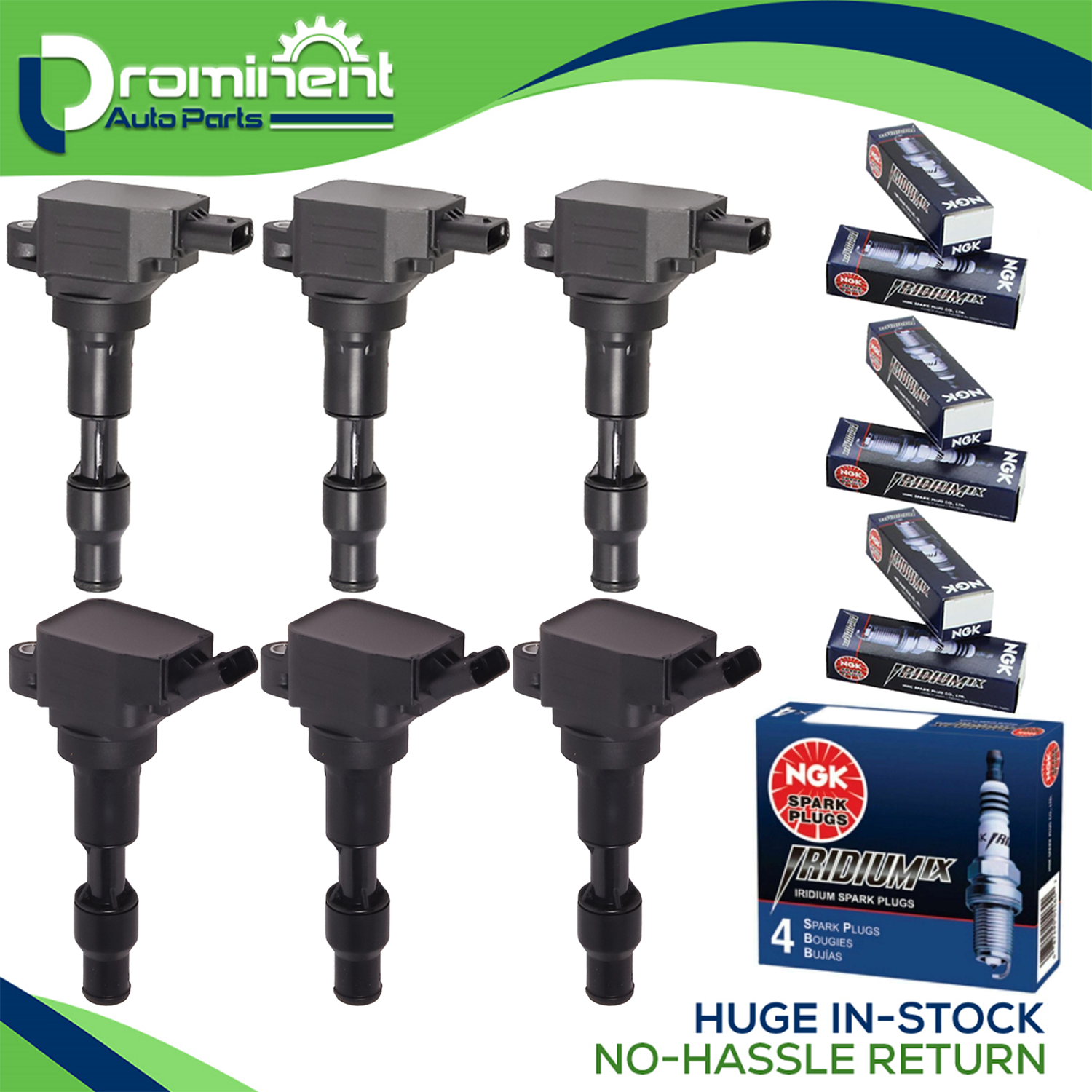 BDFHYK 6 Ignition Coils & Iridium Spark Plugs Set For Kia Hyundai Genesis V6