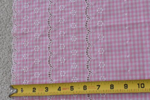 24" Long, Vintage, Pink & White 1/8" Cotton Gingham with Embroidered Edge, V532