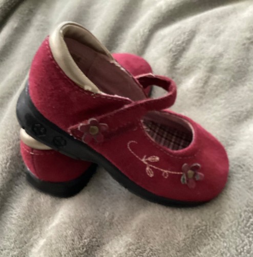 Baby Toddler Maroon Red Dress Shoes Size 6.5 Flower 6 1/2 - Picture 6 of 7