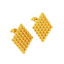 18K Plated Gold Stainless Steel Stud Earrings Sets Square Love Heart Triangle