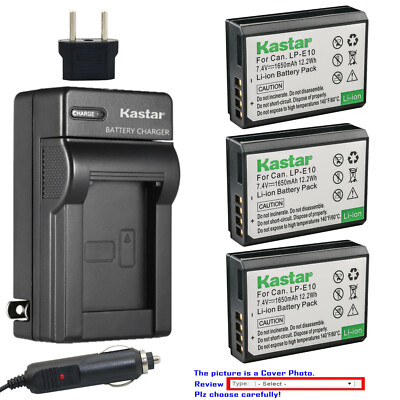 Kastar Battery AC Travel Charger for Canon LP-E10 LC-E10 Canon EOS 1500D Camera