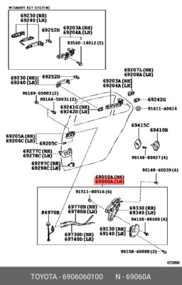 Original lock assy, rear door w/motor, left, 6906060100 for TOYOTA 69060-60100