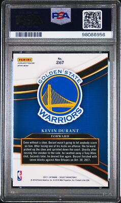 2017 PANINI SELECT ZEBRA PRIZM #267 KEVIN DURANT PSA 10 | eBay