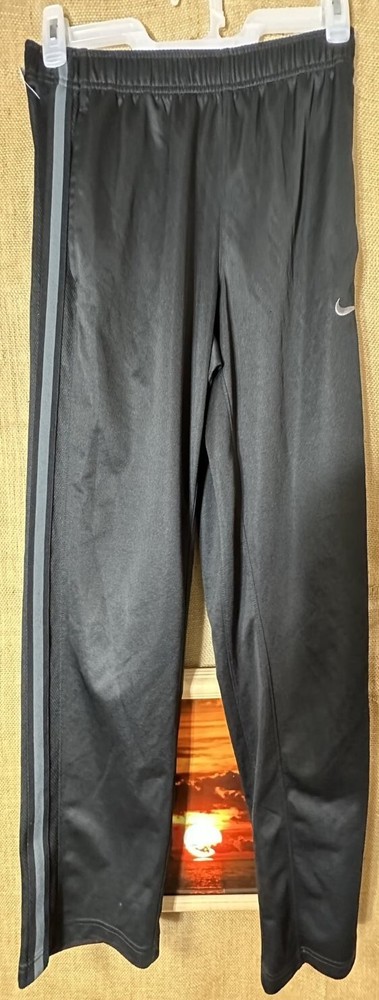 Nike Mens Training Pants Black Gray Striped with Pockets Active Workout Joggers