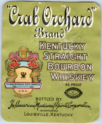 1920s-30s Crab Orchard Kentucky Bourbon Whiskey Louisville Label set of 2 WL2 2