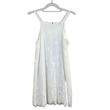 Francescas - Women's Size L - White Floral Lace Lined Dress - Sleeveless