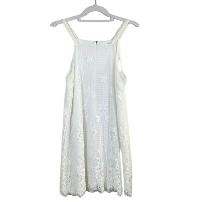 Francescas - Women's Size L - White Floral Lace Lined Dress - Sleeveless