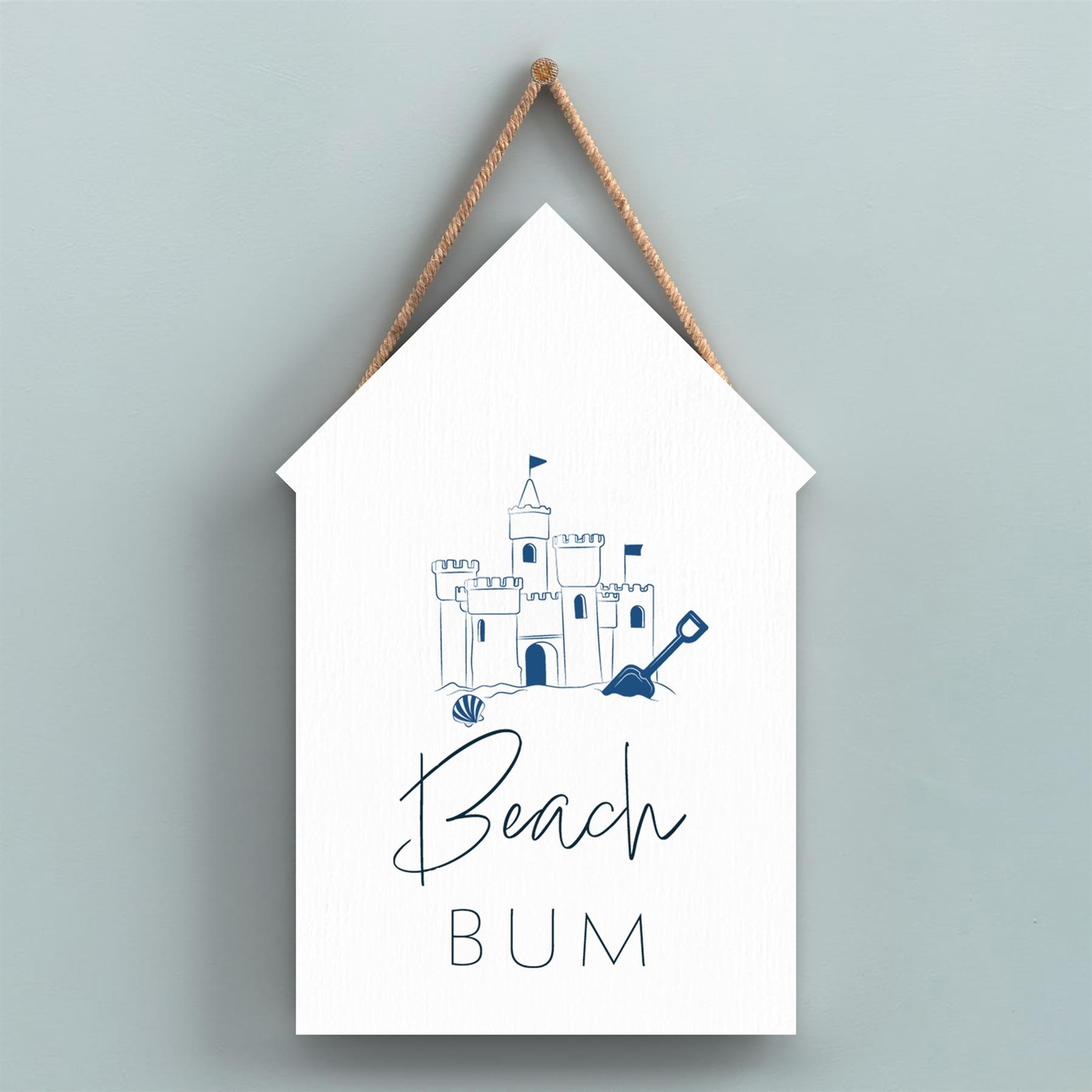 Beach Bum Coastal Blue Nautical Sign Wooden Beach Hut Hanging Plaque