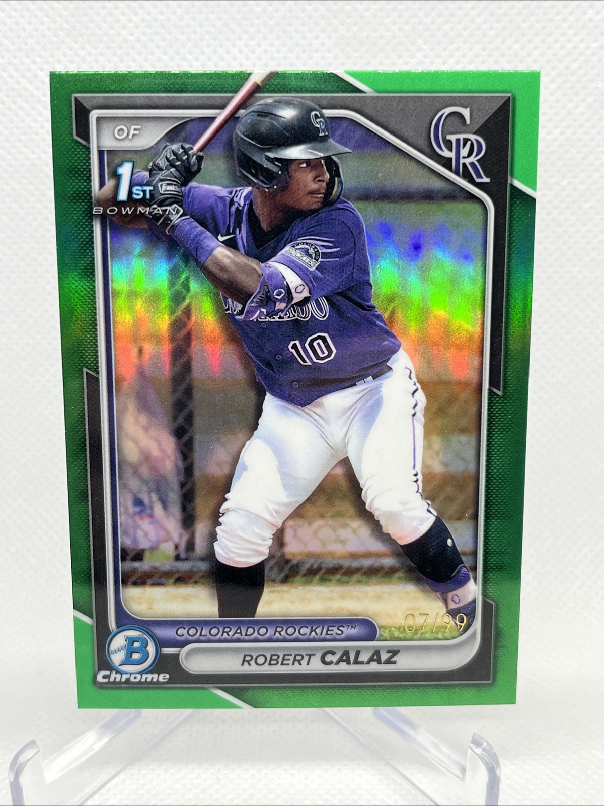 2024 Bowman Chrome ROBERT CALAZ 1st GREEN #7/99 Rockies BCP-131