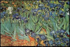 24x20 Ires Strauss Backsplash Mural Tumbled Marble Tiles Kitchen Ideas Van Gogh