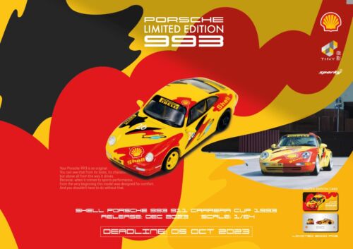 (Zamów w przedsprzedaży) SPARKY 1/64 Porsche 993 Carrera Cup 1993 Shell bez tylnego spojlera - Zdjęcie 1 z 2