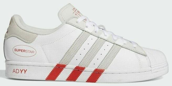 Size 13 - adidas Superstar White Vivid Red for sale online | eBay