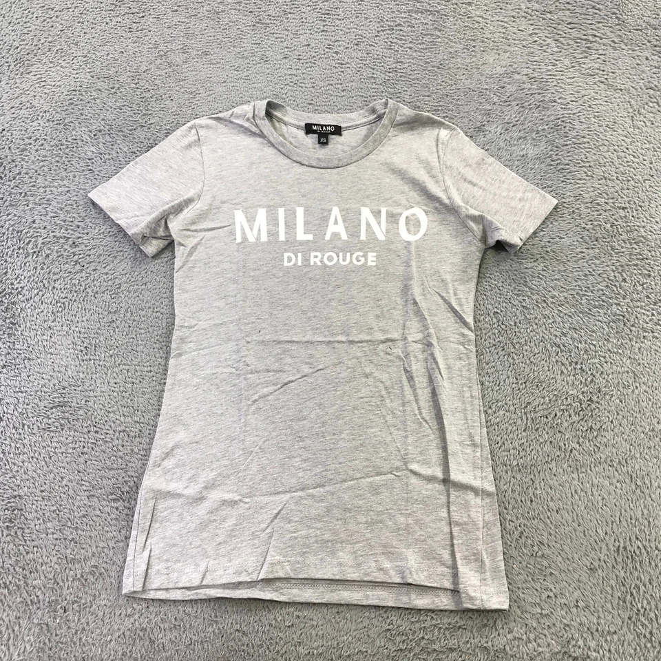 Milano Di Rouge Топ женщин очень маленький XS T рубашка серый белый с надписью = - Изображение 2 из 4
