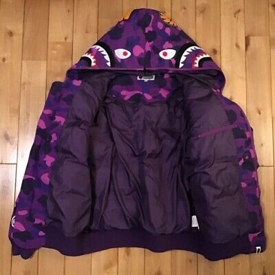 BAPE Shark Full Zip Hoodie Puffer Down Jacket Purple camo A BAPE Shark Full Zip Hoodie Puffer Down Jacket Purple camo A