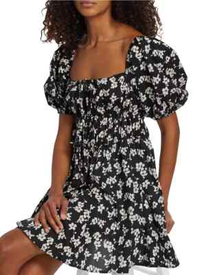 Polo Ralph Lauren L24626 Black Romantic Hibiscus Puff-Sleeve Polo Ralph Lauren L24626 Black Romantic Hibiscus Puff-Sleeve