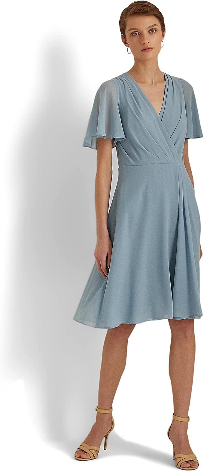 ralph lauren flutter sleeve georgette dress