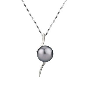 Authentic Freshwater Pearl Pendant AAAA Graded Gray Pearl Necklace Silver Settings