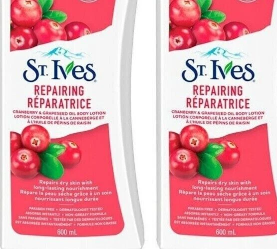 3x St Ives Reparador Arándano Aceite de Semilla de Uva Loción Corporal 20.2 Floz Foto 2 de 2