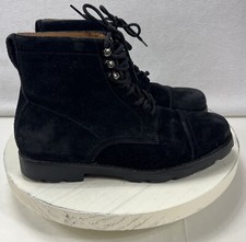 Vintage Ralph Lauren Womens Black Suede Cap Toe Lace Up Boots Size 6.5 B
