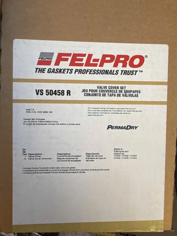Junta de cubierta de válvula de motor Fel-Pro VS50458R PermaDry para Jeep Cherokee 1997-2006 Foto 2 de 2