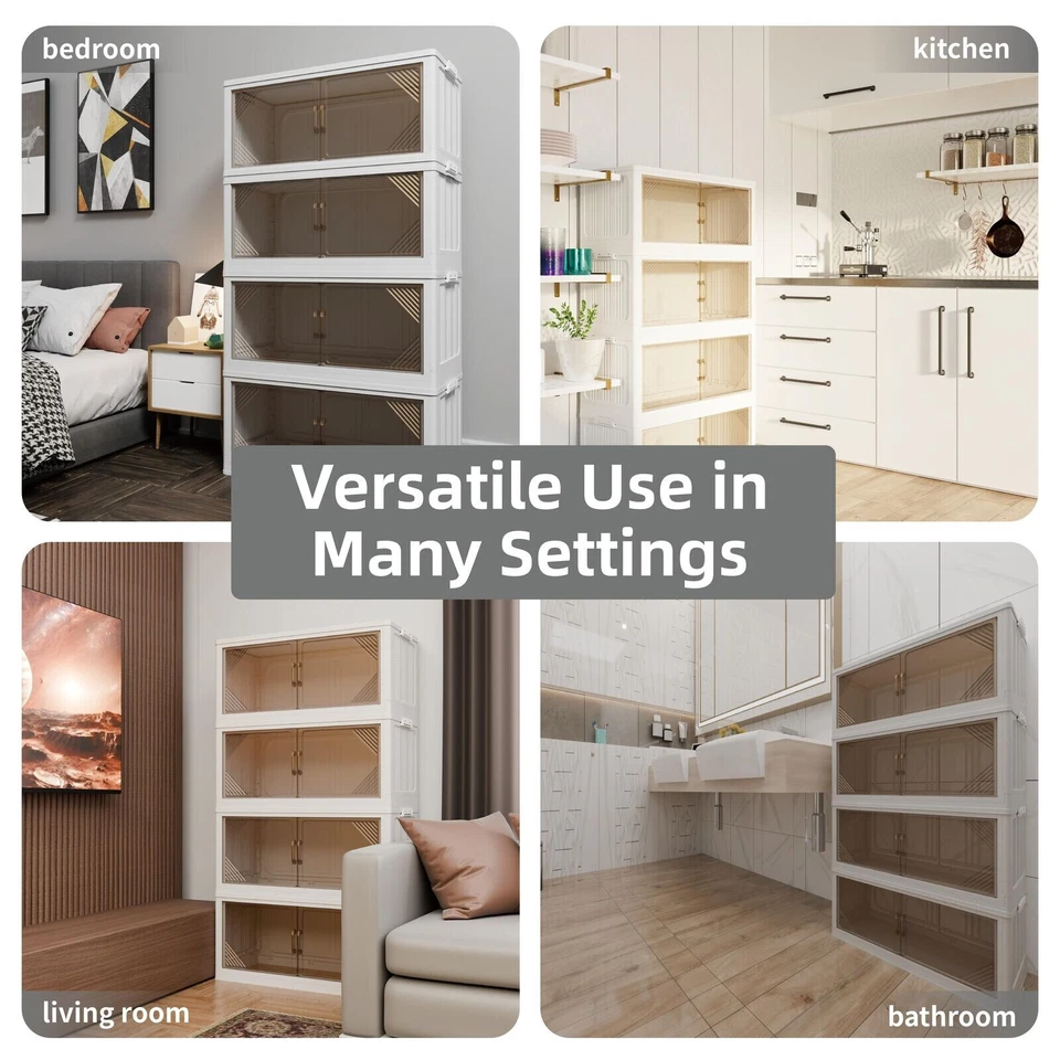 472QT 4 pacotes 31,5"" de largura armários de armazenamento de plástico transparente para organizador de armário - Imagem 2 de 4