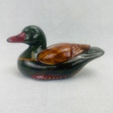 Vintage Enesco Mallard Duck Waterfowl Ceramic Figurine with Glass Eyes Decor