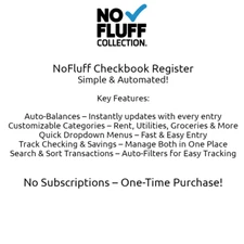 NoFLuff Checkbook Register | Auto-Balancing Excel Template | Shipped via USB