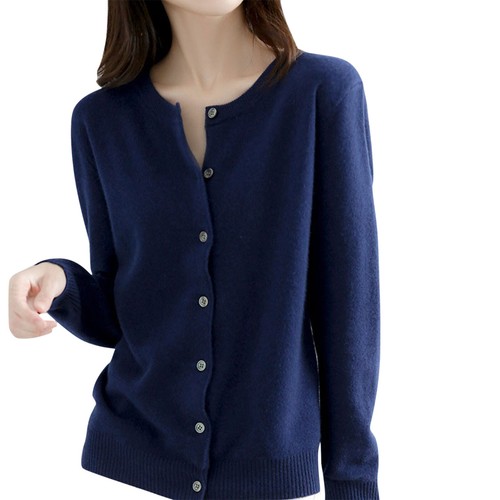 Womens Cardigans Sweaters Crew Neck Open Front Button Down Knit Solid Cardigan - Picture 28 of 36