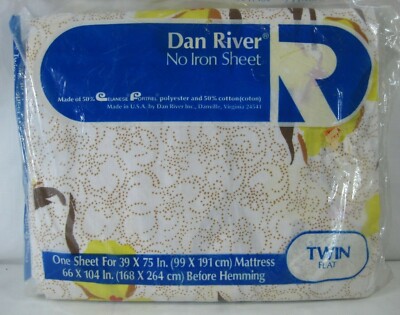 Vintage NOS Dan River Twin Flat Sheet ''Harmony Swirl'' 50/50 New in Package