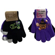 Halloween Accessories  Girl  s 4 Pair Purple  Black Gloves One Size New