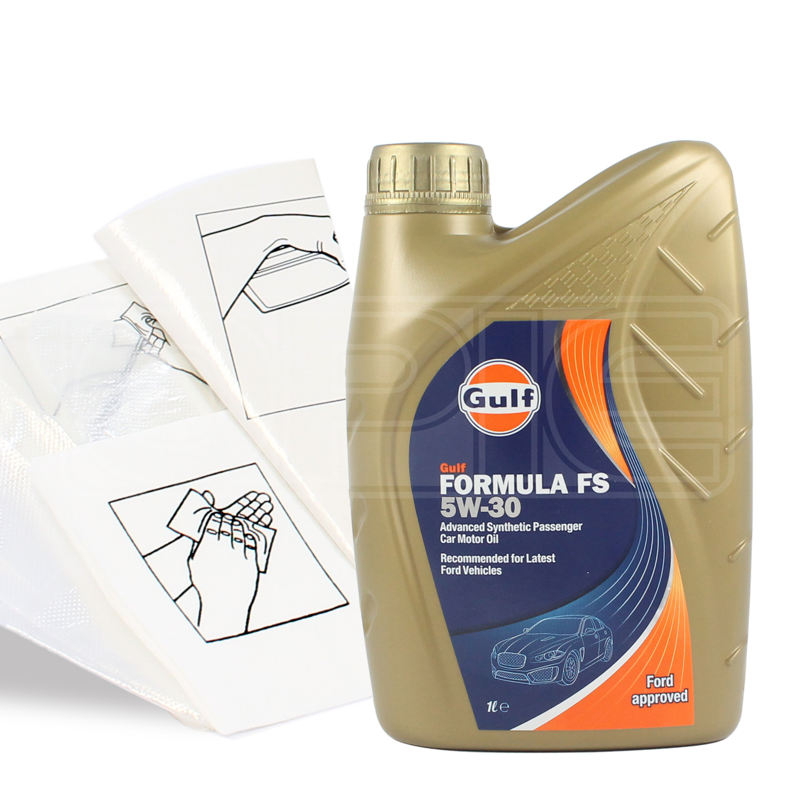 Engine Oil Top Up 1 LITRE Gulf Formula FS 5w30 1L +Gloves,Wipes,Funnel