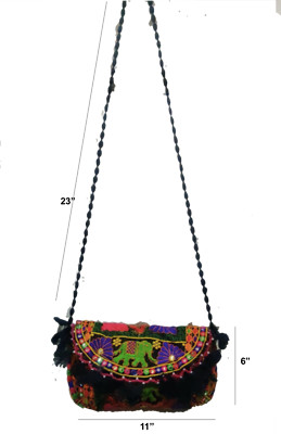 Assorted 2pc Sling Mirror Work Embroidered Ethnic Boho Purse Party Evening bag