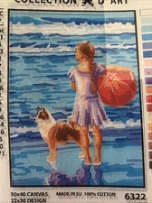 Printed needlepoint canvas Only 30x40  Cm Friends At The Beach Rto