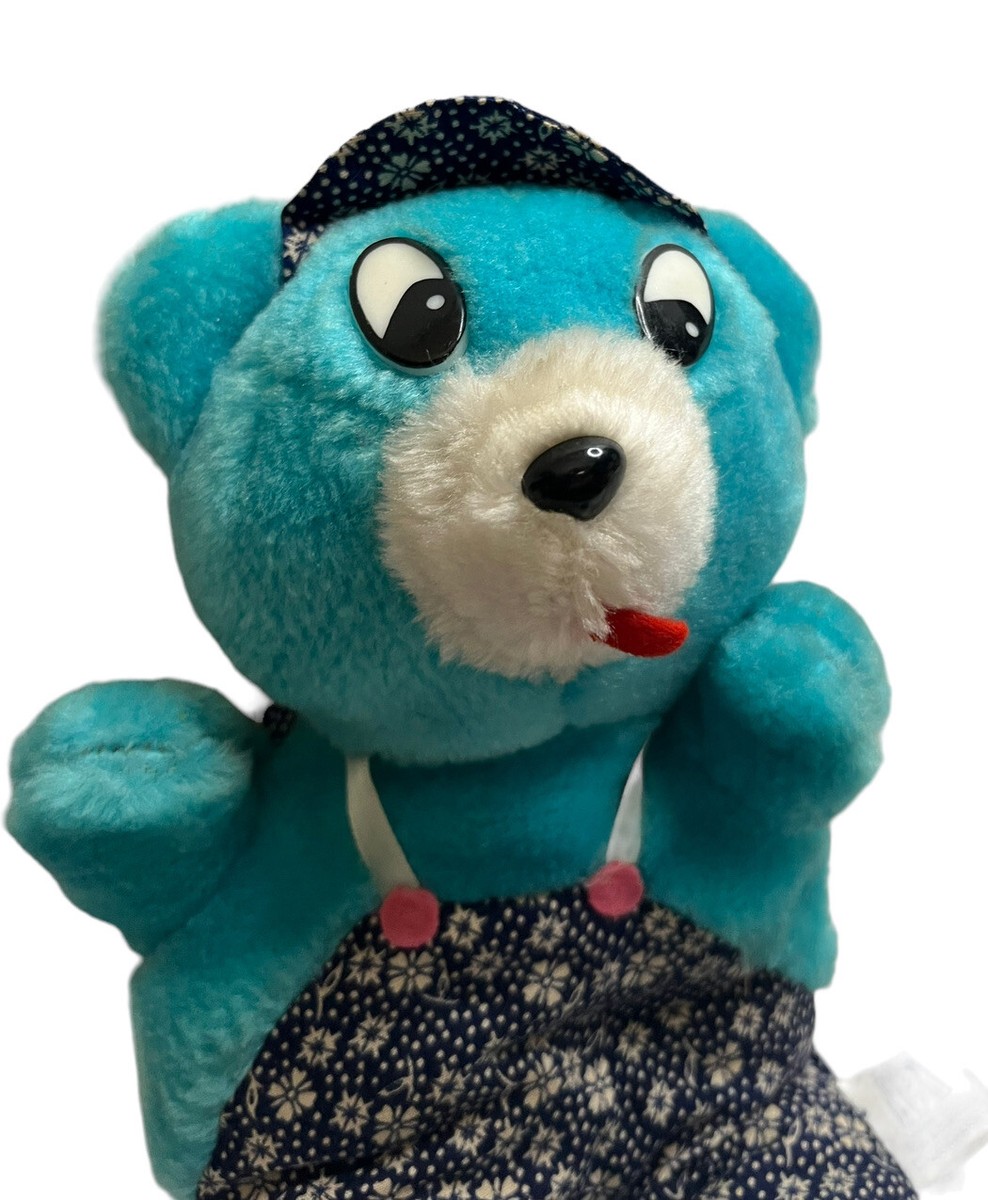 Vintage Teddy Bear Plush PM Stuffed Animal Toy Overalls Floral