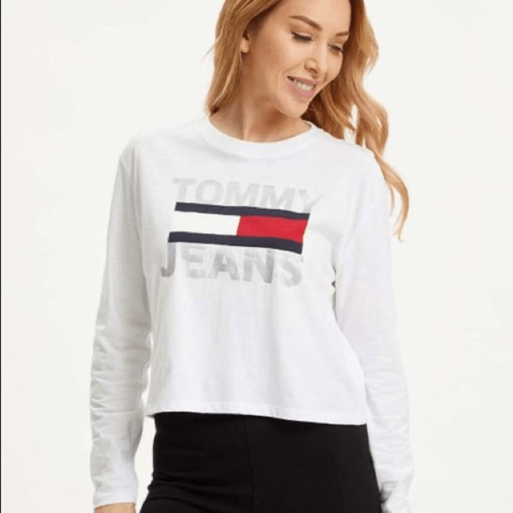 Tommy Hilfiger Jeans White Foil Flag Crew Neck Tee Size XL NEW